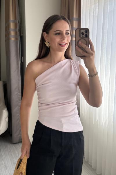 Asimetrik Bluz Pembe