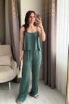 Askılı Bluz Pantolon Takım Yeşil