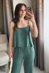 Askılı Bluz Pantolon Takım Yeşil