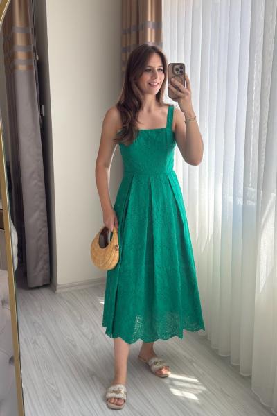 Askılı Fisto Elbise Yeşil