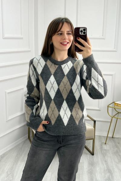 Baklava Desen Kazak Gri