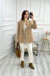 Süet Blazer Ceket Bej