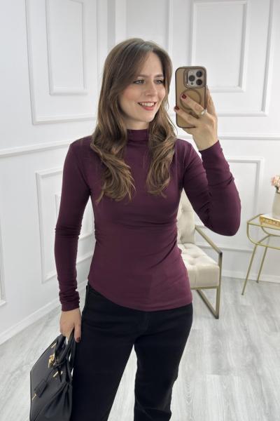 Boğazlı Asimetrik Bluz Bordo
