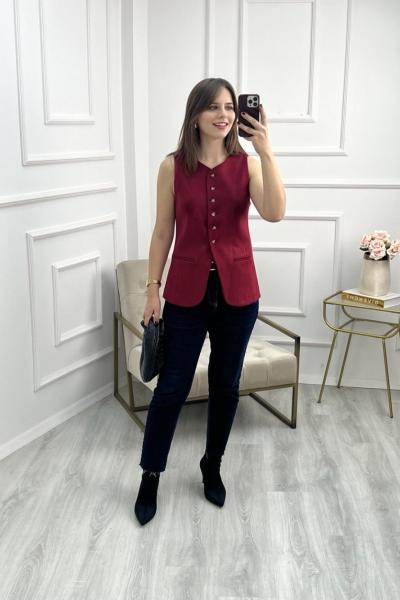 Süet Yelek Bordo
