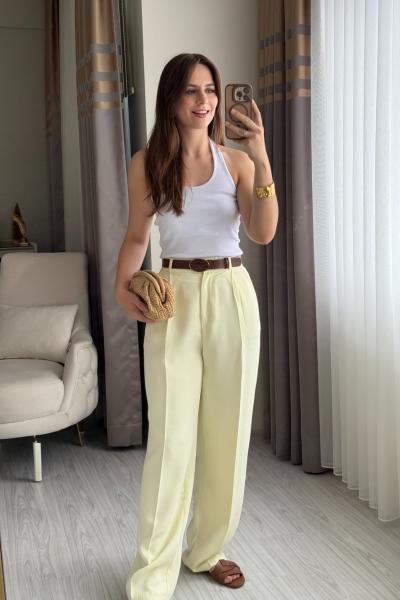 Boyundan Geçmeli Fitilli Bluz Beyaz