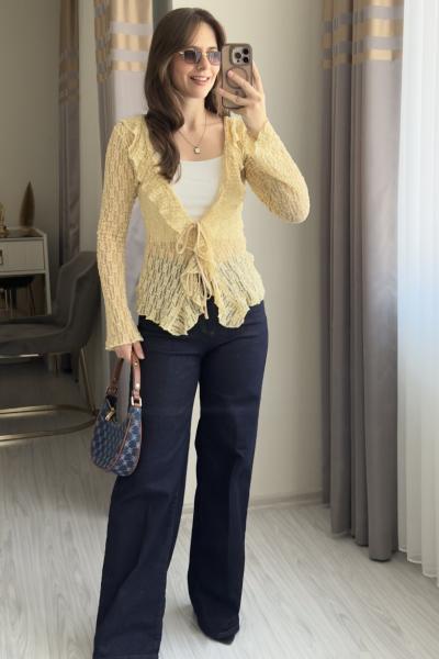 Dantelli Hırka Sarı