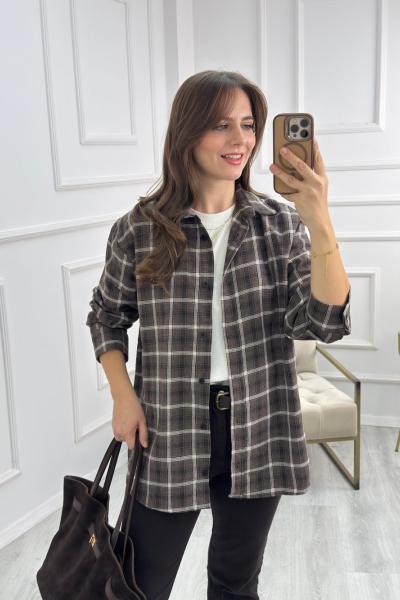 Ekoseli Gömlek Kahverengi