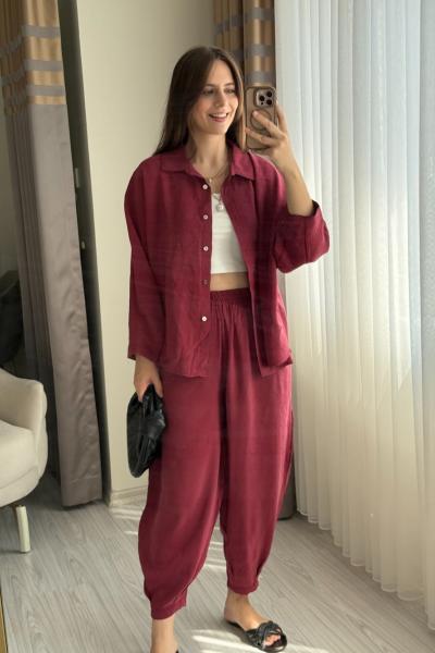 Gömlekli Takım Bordo