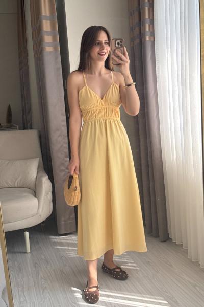 İnce Askılı Elbİse Sarı