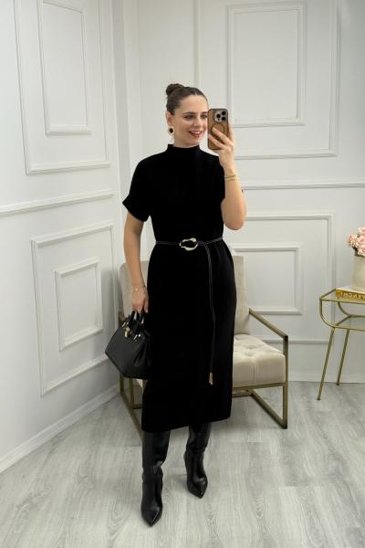 Kemer Detaylı Elbise Siyah