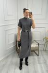 Kemer Detaylı Elbise  Gri