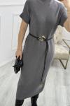 Kemer Detaylı Elbise  Gri