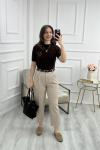Kemerli Havuç Fit Pantolon Krem