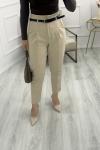 Kemerli Havuç Pantolon Krem