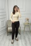 Kesik Paça Boyfit Jean Acı Kahve