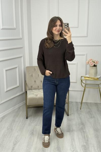 Kesik Paça Boyfit Jean Lacivert