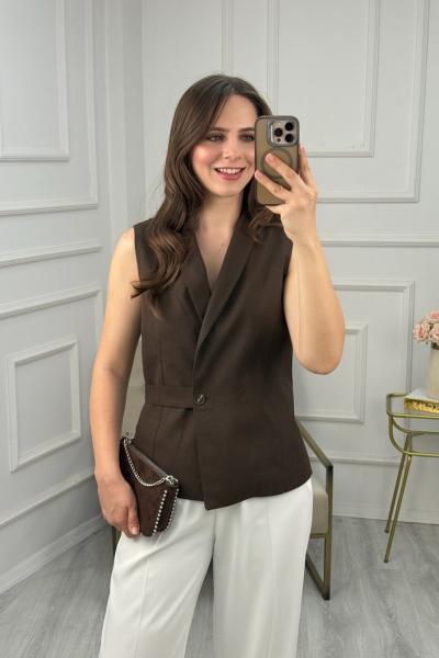 Keten Yelek Kahverengi