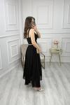Kırışık Astarlı Asimetrik Etek Siyah