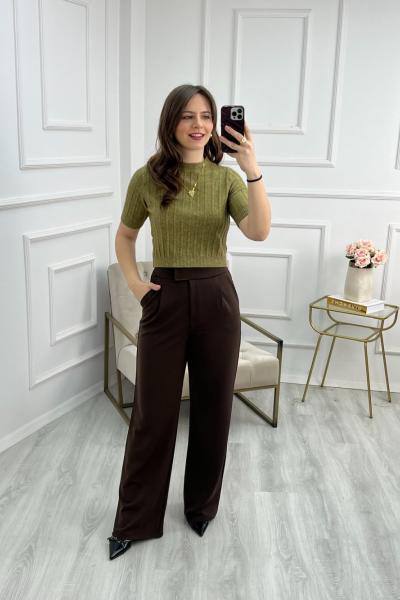 Kısa Kollu Triko Kazak Yeşil