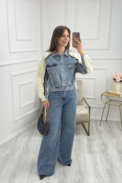 Kot Detaylı Ceket Mavi