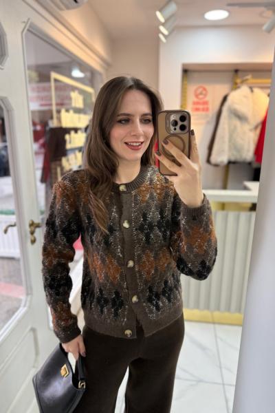 Renk Geçişli Hırka Kahverengi