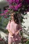Şortlu Müslin Takım Pembe