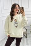 Teddy Baskılı Sweat Krem