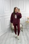 Teddy Baskılı Sweat Bordo