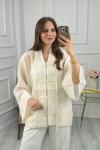 Tensel Kimono Gömlek Krem