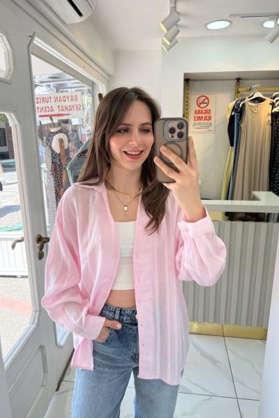 Transparan Gömlek Pembe