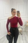 Uzun Kollu Asimetrik Bluz Bordo