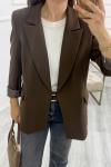 Vatkalı Blazer Ceket Kahverengi