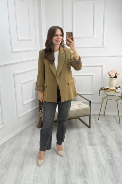 Vatkalı Blazer Ceket Haki